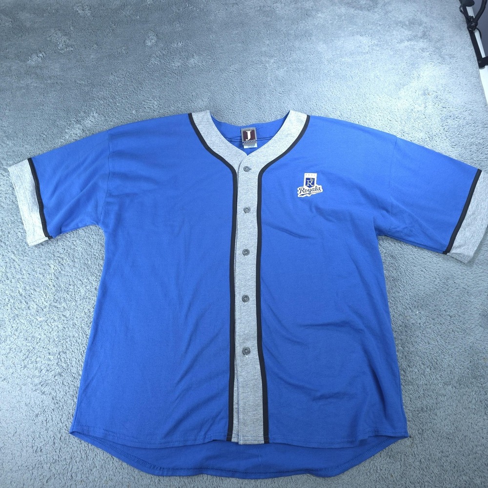 Vintage Kansas City Royals Jersey Mens XL Blue MLB Baseball Jostens Made USA